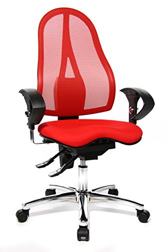 Topstar ST19UG21 Sitness 15, ergonomischer Bürostuhl, Schreibtischstuhl, inkl. höhenverstellbare Armlehnen, Bezugsstoff rot von TOPSTAR