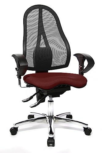 Topstar ST19UG27 Sitness 15, ergonomischer Bürostuhl, Schreibtischstuhl, inkl. höhenverstellbare Armlehnen, Bezugsstoff bordeaux / rot von TOPSTAR