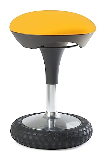 Topstar Sitness 20, ergonomischer Sitzhocker, Arbeitshocker, Bürohocker mit Schwingeffekt, Sitzhöhenverstellung, Bezug gelb von TOPSTAR