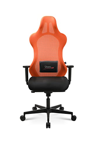 Topstar Bürostuhl Gamingstuhl Sitness RS Sport inkl. Armlehnen schwarz/schwarz orange mit Lordosenkissen von TOPSTAR