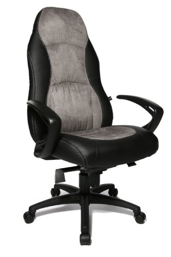 Topstar Speed Chair, Chefsessel, Bürostuhl, Schreibtischstuhl, inkl. Armlehnen, Kunstleder/Mikrofaser, schwarz/grau von TOPSTAR