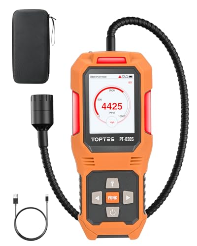 TopTes PT-830S Wiederaufladbarer Gasmelder mit 36,8cm Sonde, Bereich 0-10000 ppm, TFT-Farbdisplay mit 3 Alarmtypen, Hohe Empfindlichkeit gaslecksuchgerät für Propan, Methan für Haushalt oder Industrie TopTes PT-830S Wiederaufladbarer Gasmelder mit 36,8cm Sonde, Bereich 0-10000 ppm, TFT-Farbdisplay mit 3 Alarmtypen, Hohe Empfindlichkeit gaslecksuchgerät für Propan, Methan für Haushalt oder Industrie von TOPTES