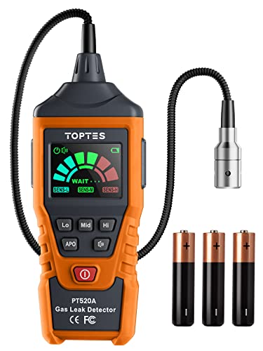 Gasmelder, TopTes PT520A Erdgasdetektor für Zuhause und Wohnmobil mit 43,5 cm Sonde zur Ortung von Gaslecks wie Propan, LPG (3X AAA-Batterien inklusive, deutsche Bedienungsanleitung) - Orange von TOPTES
