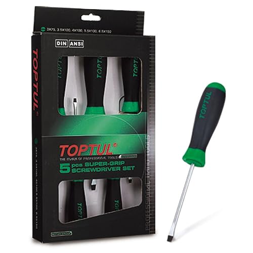 Schlitz-Schraubendrehersatz TOPTUL 5Stk 3.0x75 3.5x100 4.0x100 5.5x100 6.5x150 von TOPTUL