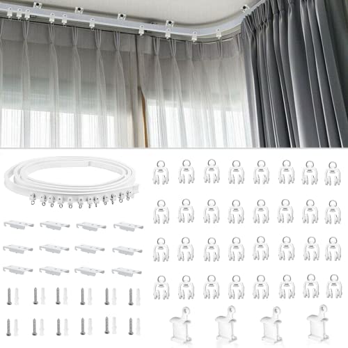 TOPWA Vorhangschiene 4 Meter Flexibler Kunststoff PVC Läufer Duschvorhänge Raumteiler Top Clamping von Binwat