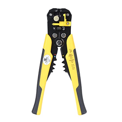 TOPWAY Abisolierzange Automatisch, 3 in 1 Multifunktional 10-24 AWG (0,2~6,0mm²) 8" Selbsteinstellende Elektrikerkabel Drahtklemmen Schneidezange Crimpwerkzeug 416503 von TOPWAY