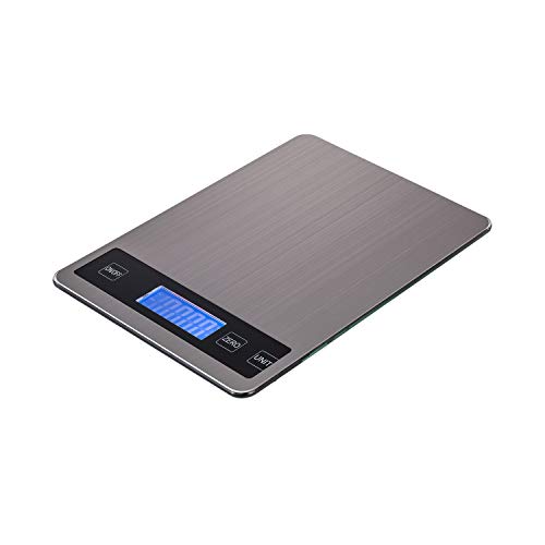 TOPWAY Digitale Küchenwaage 15kg 33lbs, Premium-Edelstahl Ultradünne Digitalwaage Elektronische Waage Küche Lebensmittelwaage mit LCD Display für Hausmannskost Backen und Kochen 833164 von TOPWAY