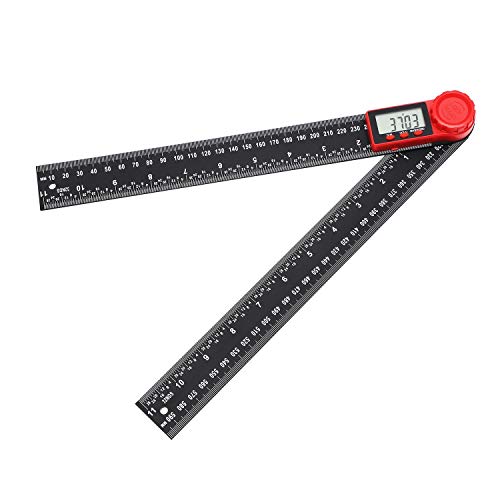 TOPWAY Digitaler Winkelsucher 12" 300mm, Kohlenstoff-Faser 0-360° Elektronischer Neigungsmesser Goniometer Winkelmesser Winkellineal Messwerkzeug mit LCD Display für Holzbearbeitung Maschinenbau von TOPWAY