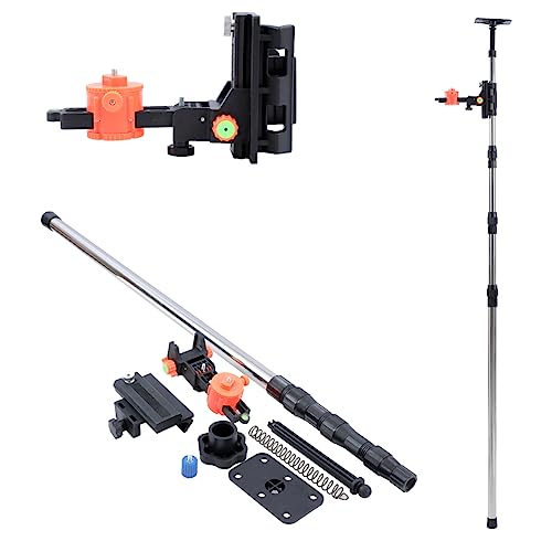 TOPWAY Laser Niveau Teleskopstange 115–350 cm Edelstahl Teleskop-Nivellierlatte ausziehbar vom Boden bis zur Decke mit Halterung und Nylontasche von TOPWAY
