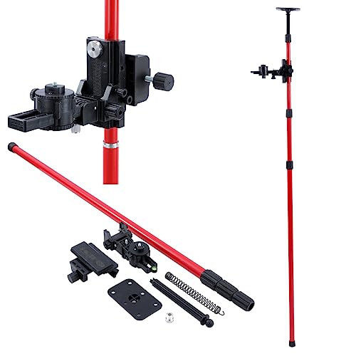 TOPWAY Laser Niveau Teleskopstange 115-400 cm Regulierbare Höhe Teleskop-Nivellierlatte ausziehbar vom Boden bis zur Decke mit Halterung und Nylontasche von TOPWAY