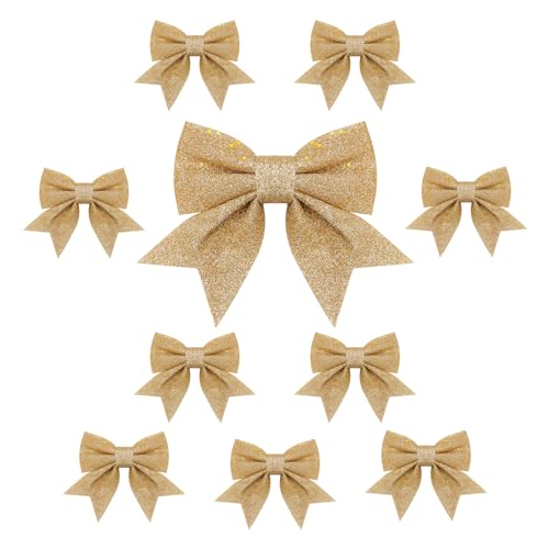 TOPWAYS 10 x Weihnachtsschleifen, goldene Schleifen für Weihnachtsbaum, Pailletten-Fliegen, Weihnachtsdekoration, Ornamente für Zuhause, Weihnachtsfeier, 17 cm TOPWAYS 10 x Weihnachtsschleifen, goldene Schleifen für Weihnachtsbaum, Pailletten-Fliegen, Weihnachtsdekoration, Ornamente für Zuhause, Weihnachtsfeier, 17 cm von TOPWAYS