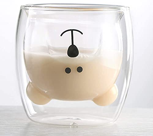 TOPWAYS NiedlicheBär tassen KaffeeTeegläser, Doppelwandige Isoliergläser Milch Espressotassen Teegläser Valentinstag, Geburtstagsgeschenke von TOPWAYS