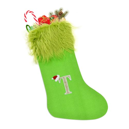 TOPWAYS Weihnachtsstrumpf, 50cm Grinch Weihnachtsstrumpf Gestrickt, Personalisierte Weihnachtsstrümpfe mit Buchstaben, Weihnachtsbaum Kamin Hängende Ornamente Geschenkhalter Weihnachtsdekorationen TOPWAYS Weihnachtsstrumpf, 50cm Grinch Weihnachtsstrumpf Gestrickt, Personalisierte Weihnachtsstrümpfe mit Buchstaben, Weihnachtsbaum Kamin Hängende Ornamente Geschenkhalter Weihnachtsdekorationen von TOPWAYS
