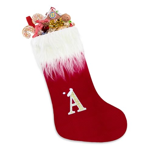 Weihnachtsstrumpf, 50cm Weißer Bart Weihnachtsstrumpf Gestrickt , Personalisierte Weihnachtsstrümpfe mit Buchstaben, Weihnachtsbaum Kamin Hängende Ornamente für Weihnachtsbaum,Heim,Wand und Treppe Weihnachtsstrumpf, 50cm Weißer Bart Weihnachtsstrumpf Gestrickt , Personalisierte Weihnachtsstrümpfe mit Buchstaben, Weihnachtsbaum Kamin Hängende Ornamente für Weihnachtsbaum,Heim,Wand und Treppe von TOPWAYS