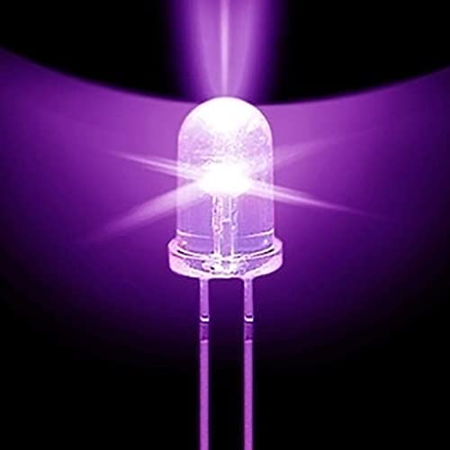 100 Stück LED 5mm Farbe UV ultraviolett LEDs Gehäuse klar Schwarzlicht Leuchtdioden ca. 3V Diode 2 Pin LEDs Gehäuse klar von TOPXCDZ