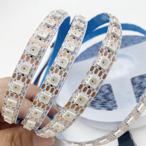 12V WS2815 (WS2812B WS2813 aktualisiert) RGB LED Pixel Streifen licht individuell adressierbar led dual-signal 96LEDs/m (White PCB, 5m 96LED/M IP30) von TOPXCDZ