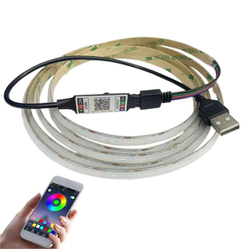 5V USB RGB COB LED Streifen,TV Hintergrundbeleuchtung Rgb COB LED with Bluetooth App für Home Dekoration Beleuchtung (RGB, 3M) von TOPXCDZ