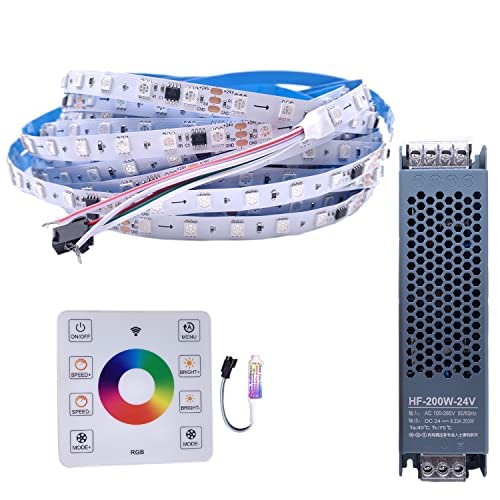 DC24V 10M WS2811 Pferderennen LED Streifen 5050 60Led/m Fließendes Wasser Fließendes Licht mit Wireless Controller RGB Traumfarbe (10M Strip+Steuerung+Strom) von TOPXCDZ