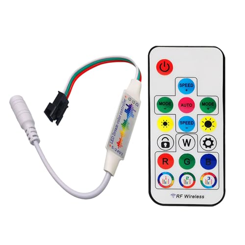DC5-24V 17 Tasten Musik Led Controller 3Pin Mini RF Remote Für WS2812B WS2811 5050 RGB Einzeln Adressierbaren Streifen 358 Modi (17Keys Music DC) von TOPXCDZ