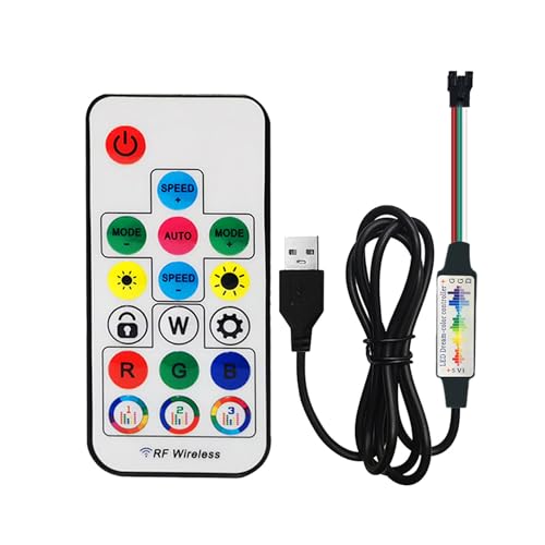 DC5-24V 17 Tasten USB Musik Led Controller 3Pin Mini RF Remote Für WS2812B WS2811 5050 RGB Einzeln Adressierbaren Streifen 358 Modi (17Keys Music USB) von TOPXCDZ