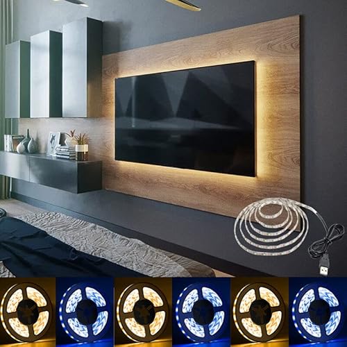 LED Strip Ligths for TV USB LED Lights Flexible Neon Light Strip DC 5V SMD2835 LED Tape Light Home Party Decoration LED Light (1M, Warm White) von TOPXCDZ