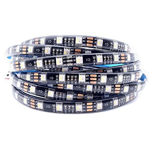 RGBW DC12V SK6812 (ähnlich WS2812B) 5m 60LEDs/Pixels/m 300LEDs Individuell adressierbar Flexibel 4 farbe in 1 LED Traumfarbe LED Streifen Nicht wasserdicht IP65 (12V 5M SK6812 RGBW, Black Pcb Ip65) von TOPXCDZ
