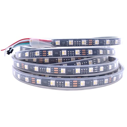RGBW DC12V SK6812 (ähnlich WS2812B) 5m 60LEDs/Pixels/m 300LEDs Individuell adressierbar Flexibel 4 farbe in 1 LED Traumfarbe LED Streifen Nicht wasserdicht IP67 (12V 5M SK6812 RGBW, Black Pcb Ip67) von TOPXCDZ