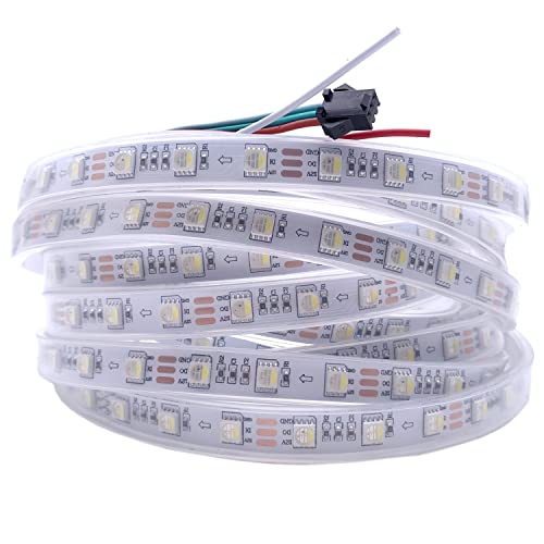 RGBW DC12V SK6812 (ähnlich WS2812B) 5m 60LEDs/Pixels/m 300LEDs Individuell adressierbar Flexibel 4 farbe in 1 LED Traumfarbe LED Streifen Nicht wasserdicht IP67 (12V 5M SK6812 RGBW, White Pcb Ip67) von TOPXCDZ