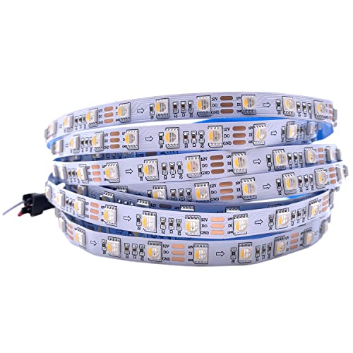 RGBWW DC12V SK6812 (ähnlich WS2812B) 5m 60LEDs/Pixels/m 300LEDs Individuell adressierbar Flexibel 4 farbe in 1 LED Traumfarbe LED Streifen Nicht wasserdicht IP30 (12V 5M SK6812 RGBWW, White Pcb Ip30) von TOPXCDZ