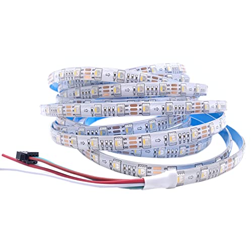 RGBWW DC12V SK6812 (ähnlich WS2812B) 5m 60LEDs/Pixels/m 300LEDs Individuell adressierbar Flexibel 4 farbe in 1 LED Traumfarbe LED Streifen Nicht wasserdicht IP65 (12V 5M SK6812 RGBWW, White Pcb Ip65) von TOPXCDZ