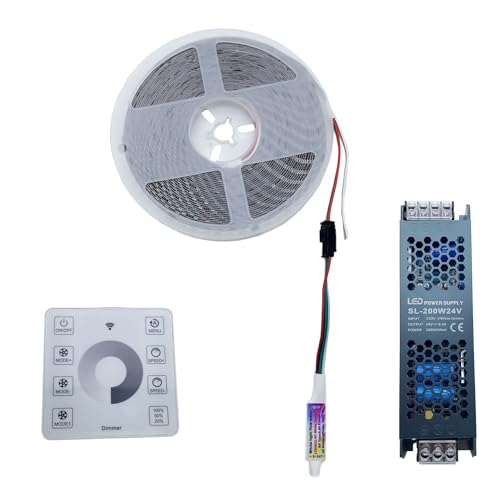 TOPXCDZ 10m Fließendes Wasser Fließendes LED-Streifen licht DC24 WS2811 SMD2835 Pferderennen Pixel Adressierbares Flexibles Lineares Lampen set (Cold White, 1 * 10M Strip+Controller+Power) von TOPXCDZ