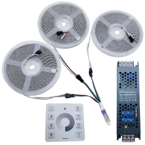 TOPXCDZ 30m Fließendes Wasser Fließendes LED-Streifen licht DC24 WS2811 SMD2835 Pferderennen Pixel Adressierbares Flexibles Lineares Lampen set (Natrual White, 3 * 10M Strip+Controller+Power) von TOPXCDZ