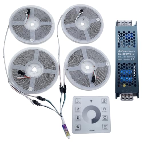 TOPXCDZ 40m Fließendes Wasser Fließendes LED-Streifen licht DC24 WS2811 SMD2835 Pferderennen Pixel Adressierbares Flexibles Lineares Lampen set (Natrual White, 4 * 10M Strip+Controller+Power) von TOPXCDZ