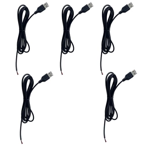 TOPXCDZ 5 Stück 5 V USB 2.0 2 Pin 2 Draht DIY USB Stecker Stecker Stecker Kabel Power Charge Verlängerungskabel Kabel 2 m Stecker Adapter von TOPXCDZ
