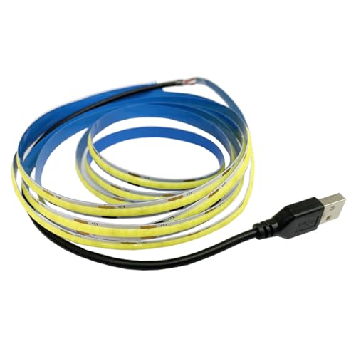 TOPXCDZ 5 V USB COB Led Streifen Licht cool weiß 300 Leds flexible Band DC Nacht Lampe TV Hintergrundbeleuchtung Wohnkultur für Schlafzimmer, Unterschrank, Küche (Cool White, 1M) von TOPXCDZ