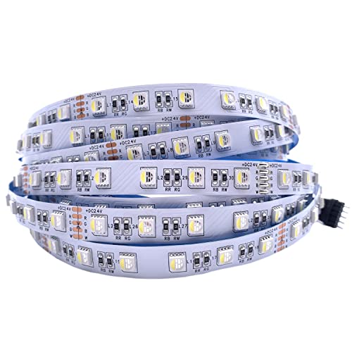 TOPXCDZ 5 mt/los DC 12V 24V RGBW/RGBWW 4 farbe in 1 led chip 60 Leds/m 300leds Wasserdichte IP30/65/IP67 5050 SMD flexible LED Streifen licht (DC24V RGBW, IP20 Not waterproof) von TOPXCDZ