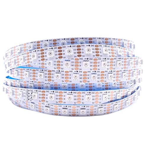 TOPXCDZ APA102 Smart LED Pixel Strip Light 5 m/lot; DC5 V 30/60 LEDs/Pixel/m; Daten und Uhr separat; IP30/IP65/IP67; SK9822 LED-Streifen (5 m 60 LED/M, weiße PCB IP30) von TOPXCDZ