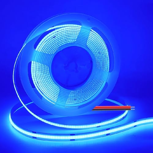 TOPXCDZ DC 5V 12V 24V COB LED Streifen 400LEDs/m Hohe Dichte Flexible COB LED Band Licht Bar 3MM 5MM 8MM PCB Linear Licht (Blue, 24V 3mm PCB) von TOPXCDZ