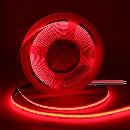 TOPXCDZ DC 5V 12V 24V COB LED Streifen 400LEDs/m Hohe Dichte Flexible COB LED Band Licht Bar 3MM 5MM 8MM PCB Linear Licht (Red, 24V 3mm PCB) von TOPXCDZ