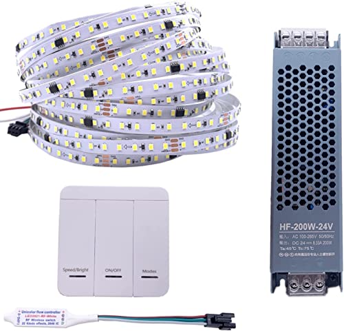 TOPXCDZ DC24V 10M WS2811 Pferderennen FÜHRTE Streifen 2835 120Led/m Laufende Wasser Fließende Licht mit Wireless Controller Kühlen natürliche Warme Weiß (Natural White) von TOPXCDZ