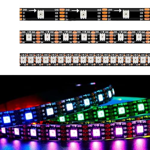 TOPXCDZ DC5V APA102 SK9822 DATEN und UHR separat Smart led pixel streifen; 1m/5m;30/60/144 leds/pixel/m;IP30/IP65/IP67 (Black PCB IP30, 5 M 30 Led/M) von TOPXCDZ