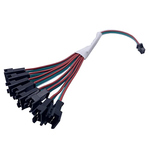 TOPXCDZ Mini TTL Signal Verstärker Repeater für WS2812B WS2811 16703 SK6812 3Pin RGBIC Address Led-streifen String Modul 1 ZU 4/8 5-24V (1 Female to 8 Male) von TOPXCDZ