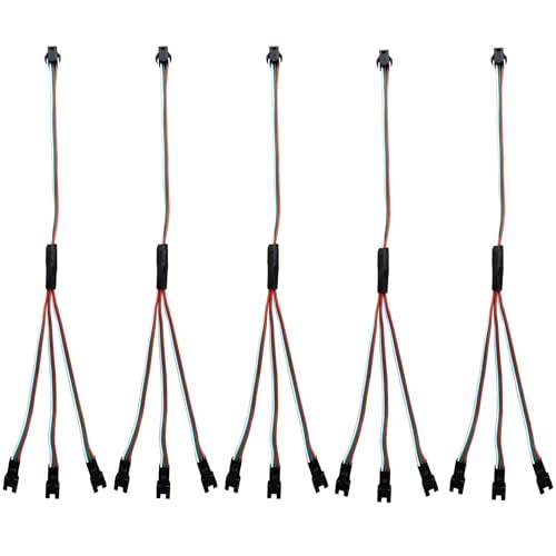 TOPXCDZ WS2811 WS2812B SK6812 LED Streifen Licht 3Pin SM Splitter Stecker 1 bis 3 LED Stecker JST männliche weibliche Stecker Drahtkabel 5pcs (30cm Cable 1 to 3) von TOPXCDZ