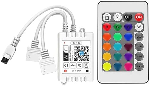 TOPXCDZ WiFi Wireless LED Smart Controller, kompatibel mit Alexa&Google Assistant&IFTTT, funktioniert mit Android, iOS-System und RGB-LED-Lichtstreifen, kommt mit 24-Tasten-Fernbedienung TOPXCDZ WiFi Wireless LED Smart Controller, kompatibel mit Alexa&Google Assistant&IFTTT, funktioniert mit Android, iOS-System und RGB-LED-Lichtstreifen, kommt mit 24-Tasten-Fernbedienung von TOPXCDZ