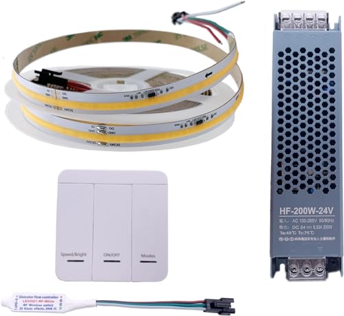WS2811 Cob Fließendes Wasser fließt LED-Streifen Licht Pferderennen Jagd Band drahtlose Fernbedienung DC24V Leistung 20m 10m kompletten Satz (1x5M Strip+1x Controller +1x Power, 4000K) von TOPXCDZ