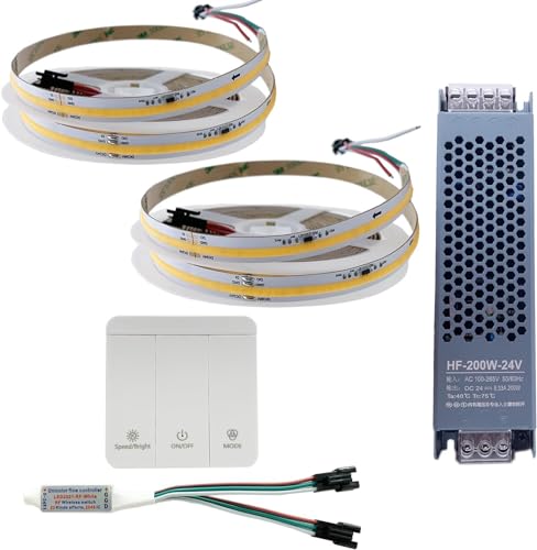 WS2811 Cob Fließendes Wasser fließt LED-Streifen Licht Pferderennen Jagd Band drahtlose Fernbedienung DC24V Leistung 20m 10m kompletten Satz (2x5M Strip+1x Controller +1x Power, 3000K) von TOPXCDZ