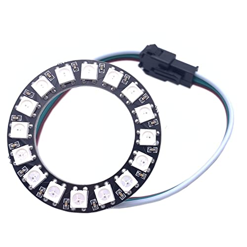 WS2812B 8/16/24/35/45/60 /90/241 Leds Pixel Ring Address Led-Module WS2812 IC RGB Voll Farbe Runde Led Kreis DC5V (16Leds, Black) von TOPXCDZ