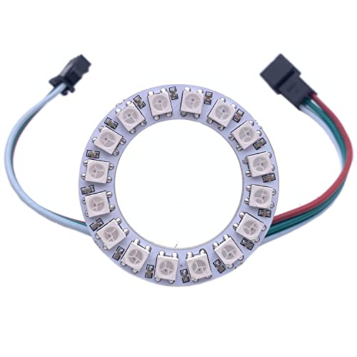 WS2812B 8/16/24/35/45/60 /90/241 Leds Pixel Ring Address Led-Module WS2812 IC RGB Voll Farbe Runde Led Kreis DC5V (16Leds, White) von TOPXCDZ