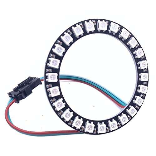 WS2812B 8/16/24/35/45/60 /90/241 Leds Pixel Ring Address Led-Module WS2812 IC RGB Voll Farbe Runde Led Kreis DC5V (24Leds, Black) von TOPXCDZ