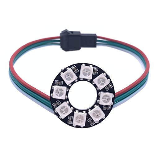 TOPXCDZ WS2812B 8/16/24/35/45/60/90/241 LED Pixel Ring, RGB Vollfarbe, Runde LED Kreis, DC5V (8Leds, Schwarz) von TOPXCDZ